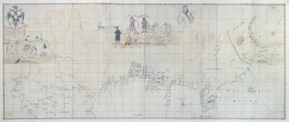 Mapa da Sibéria, 1729 (gravura colorida à mão)